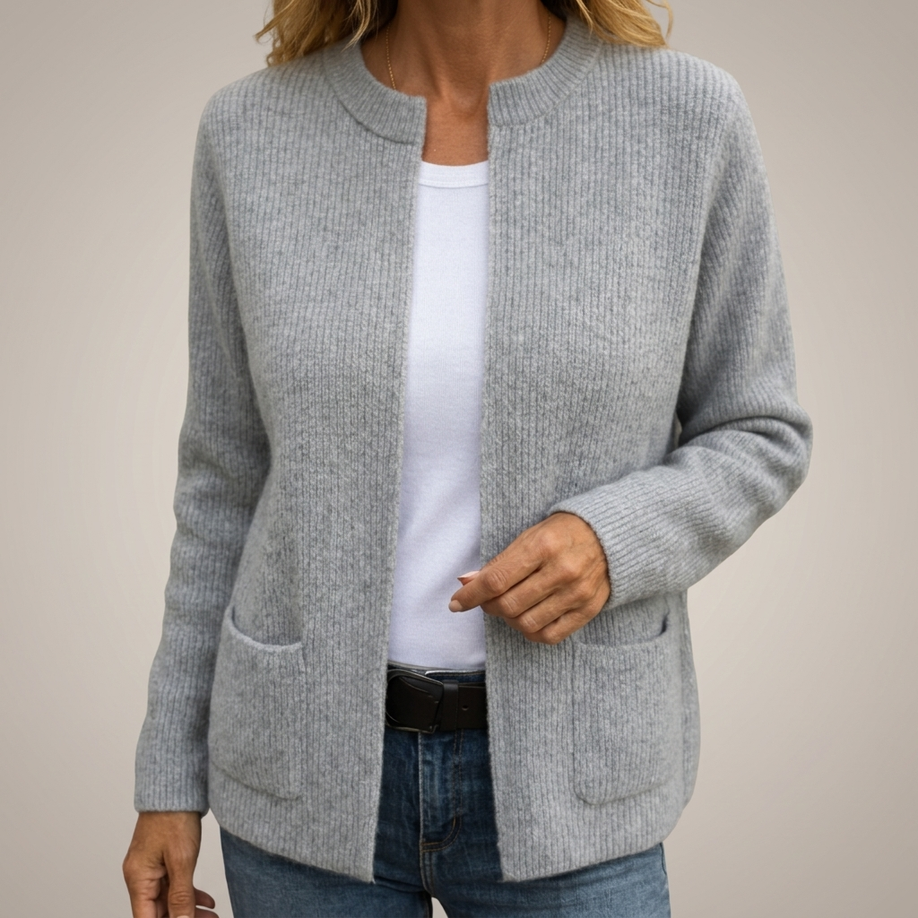 Priscilla™ | Open-Front Ribbed Cardigan with Pockets