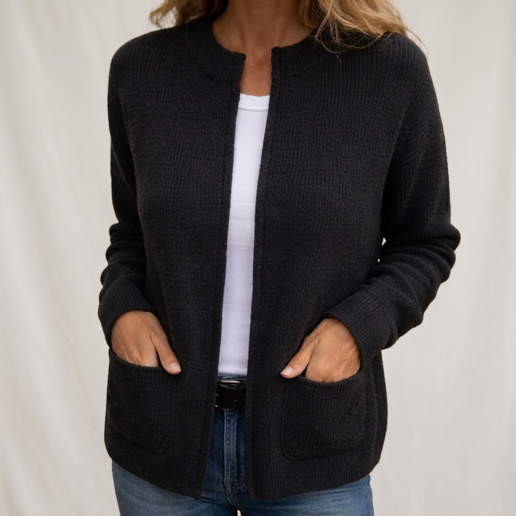 Priscilla™ | Open-Front Ribbed Cardigan with Pockets