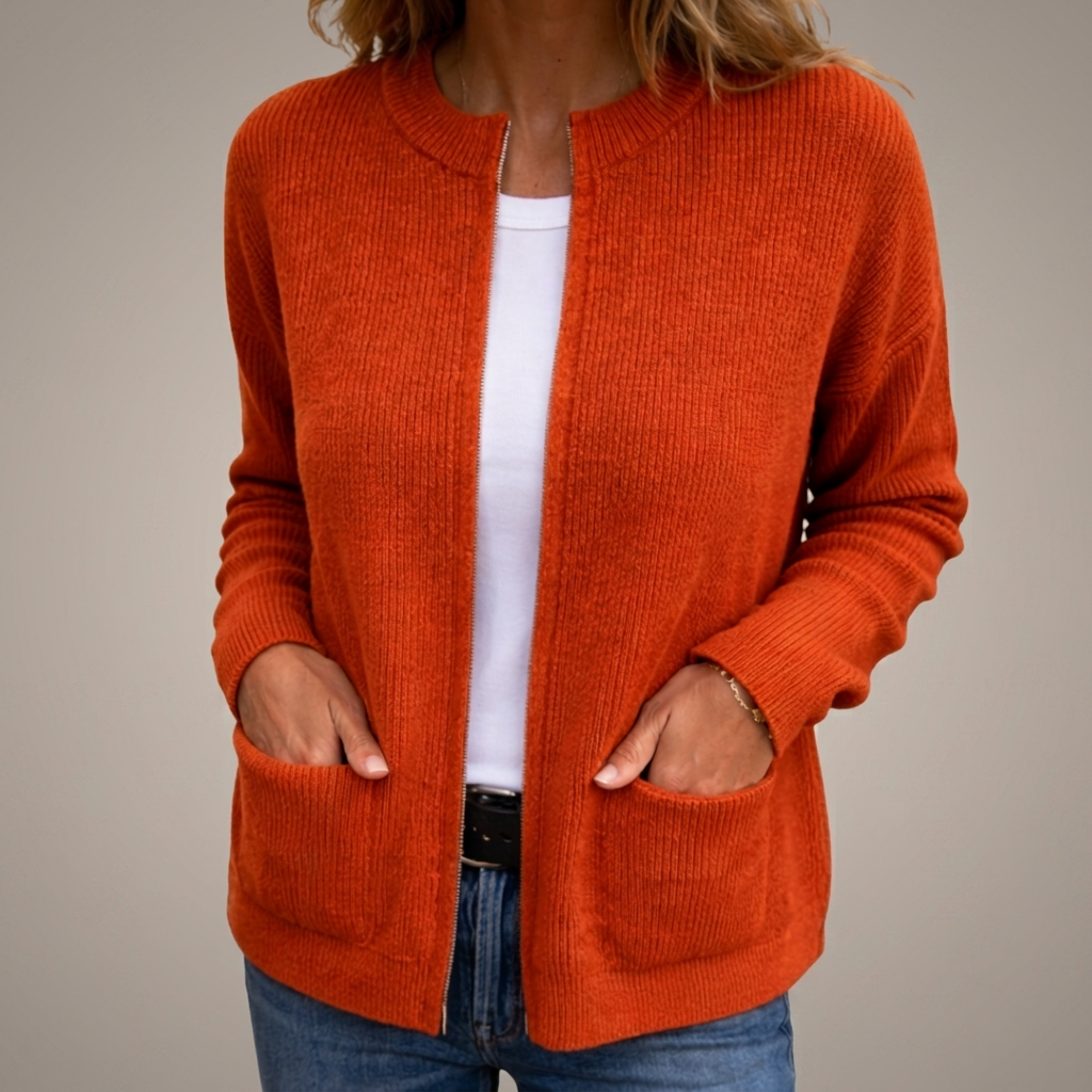 Priscilla™ | Open-Front Ribbed Cardigan with Pockets