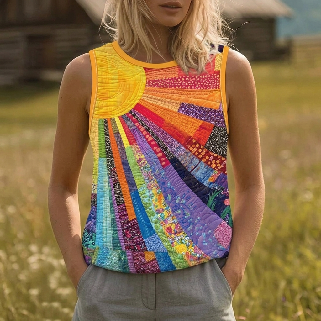 Essoleil™ | Sunburst Print Sleeveless Top