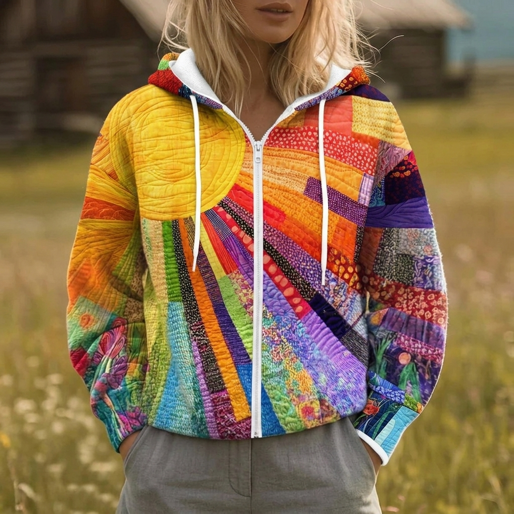 Florence™ | Sunburst Print Zip-Up Hoodie Jacket