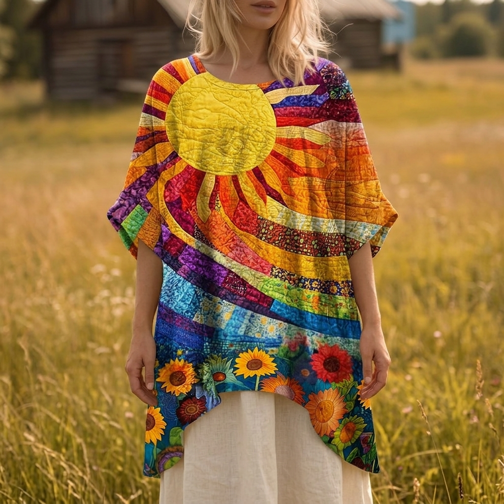 Juliette™ | Sunburst Print Poncho Top