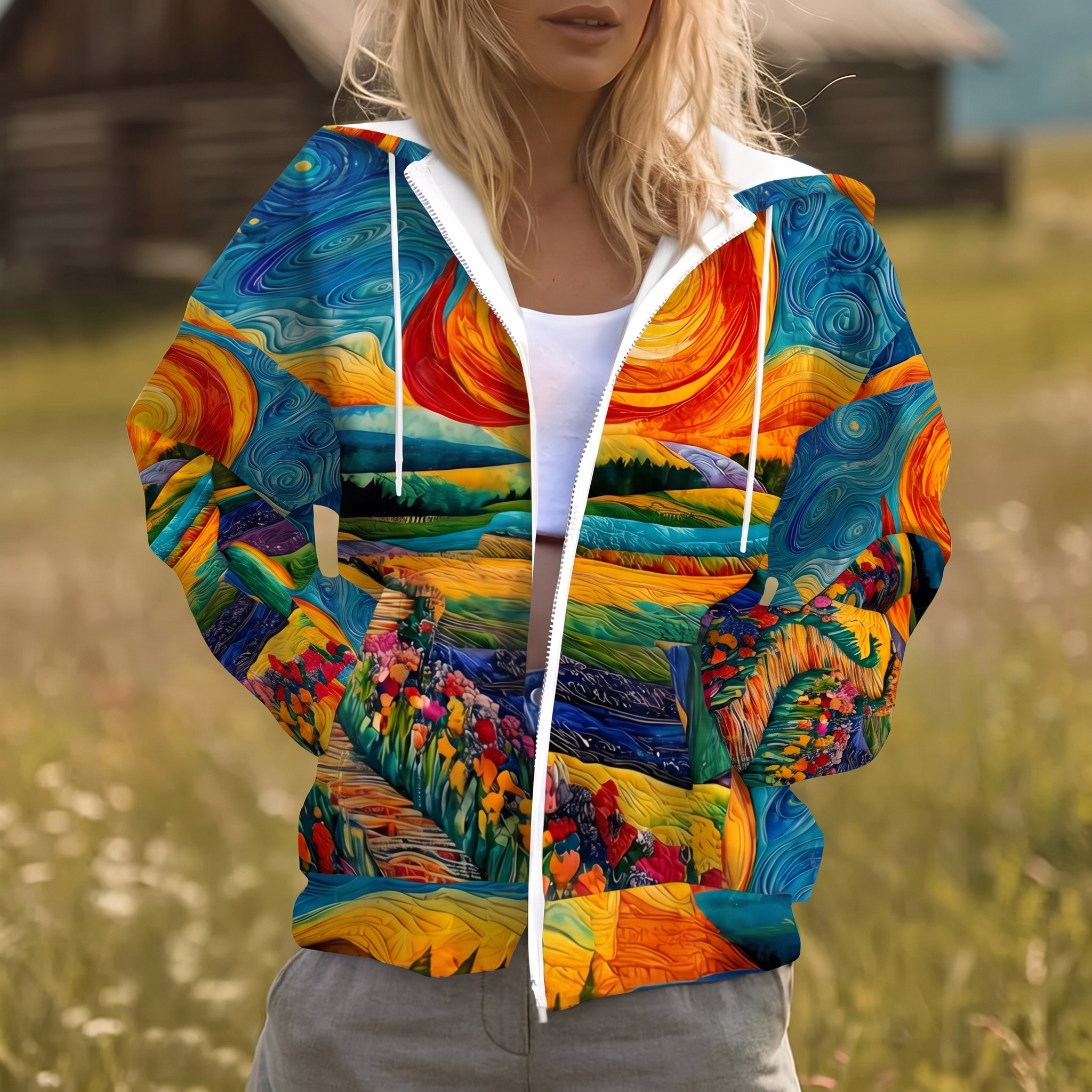 Painted™ | Sunburst Print Full-Zip Hoodie