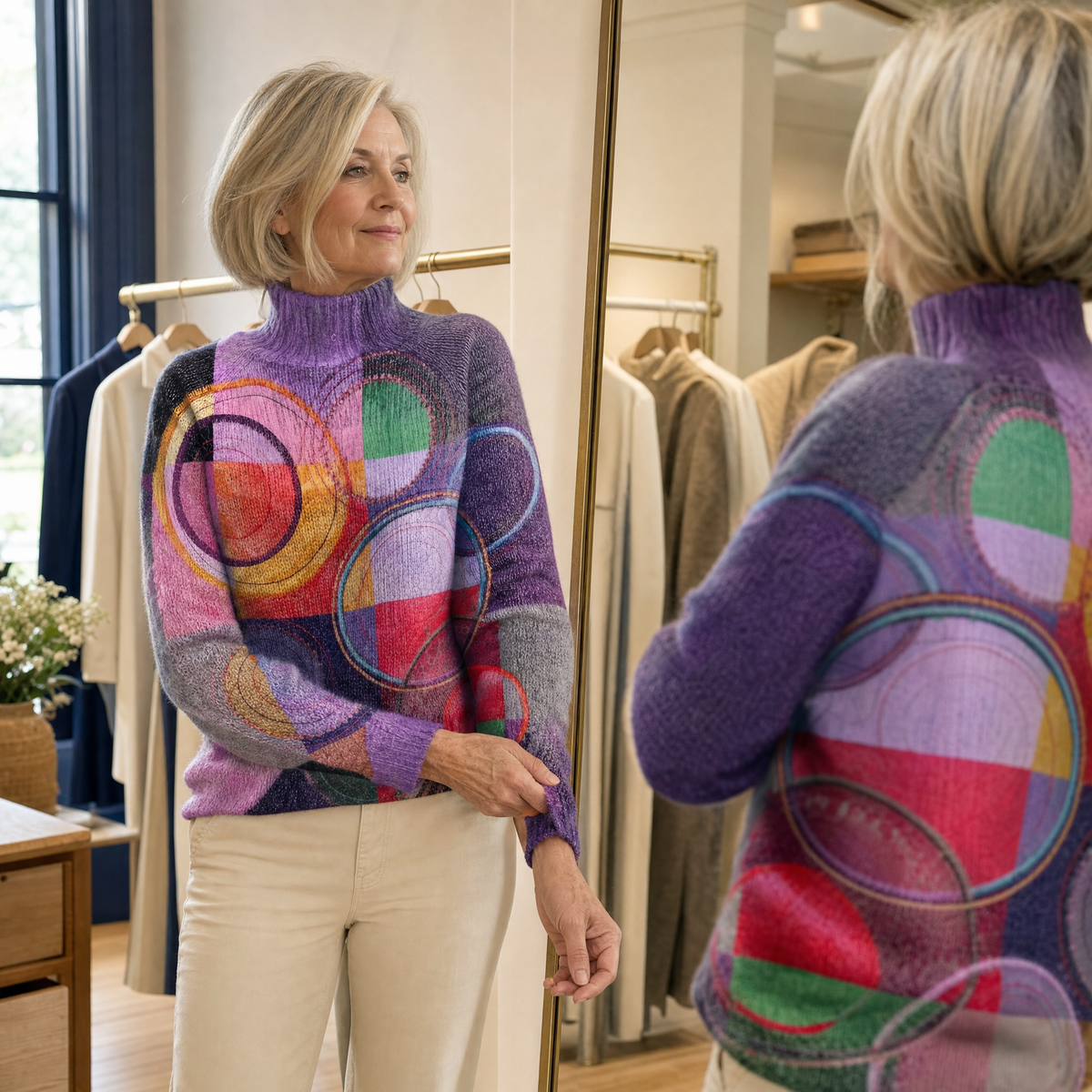 Mosara™ | Colorblock Turtleneck Sweater