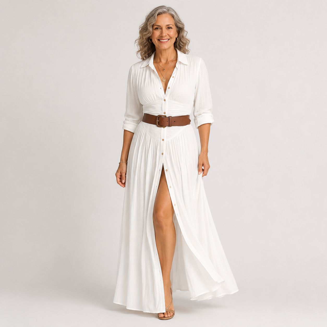Lelivilia™ | Long Maxi Dress with Notched Collar