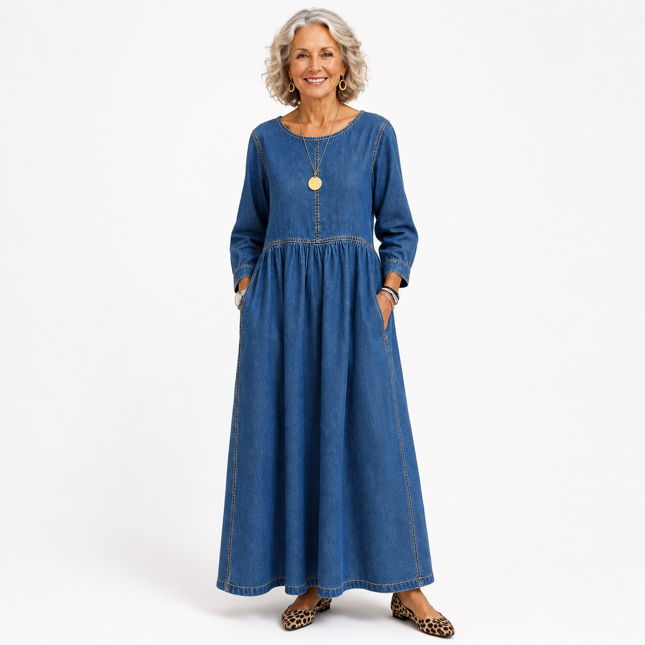 Dorothea™ | Elegant Round Neck Long Sleeve Dress