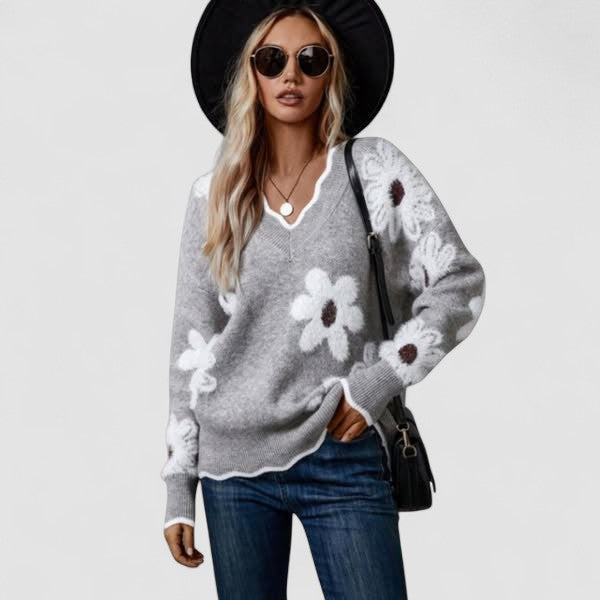 Helena™ | Floral V-Neck Sweater