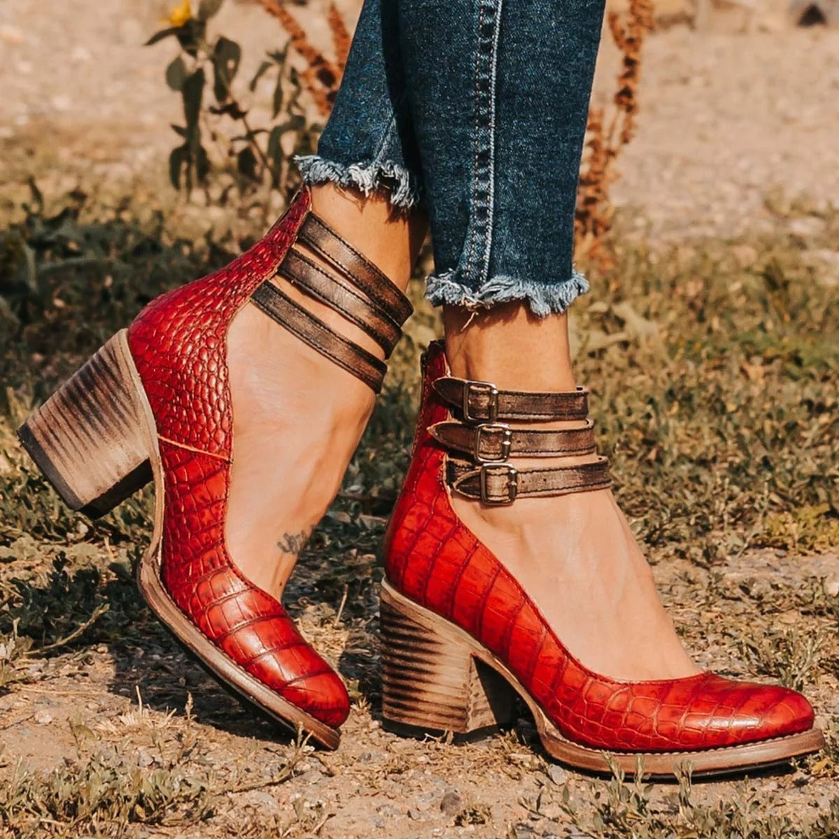 Vexara™ | Buckle Strap Block Heel