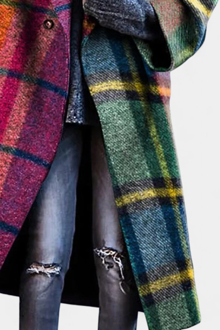 Scarlett™ | Notched Collar Checked Coat