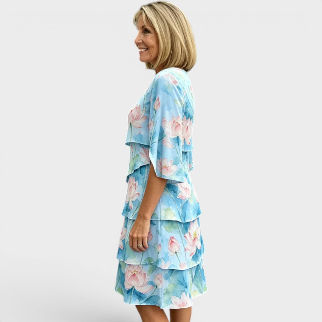 Iris™ | Layered Floral Midi Dress