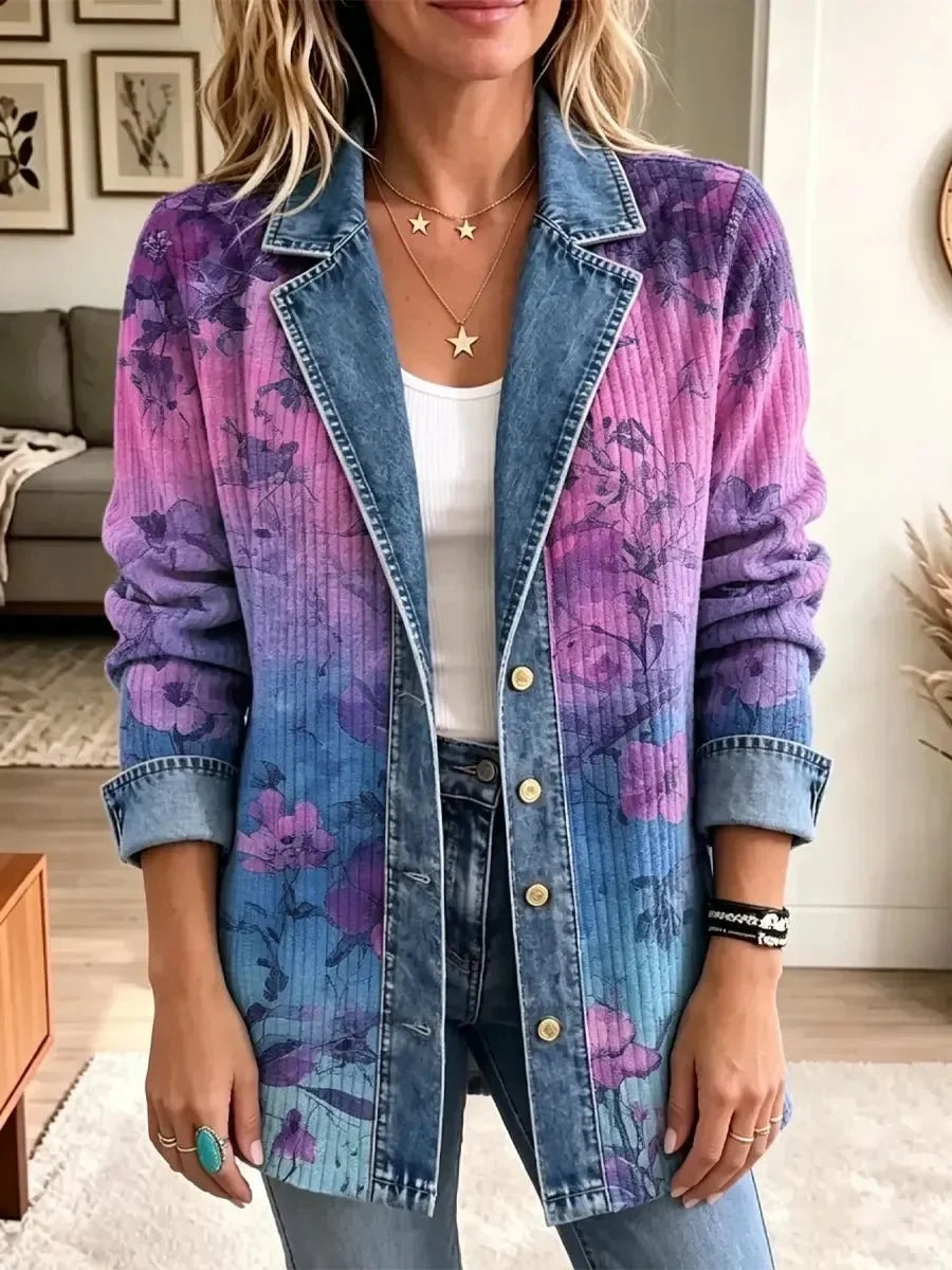 Golda™ | Purple Floral Denim Jacket
