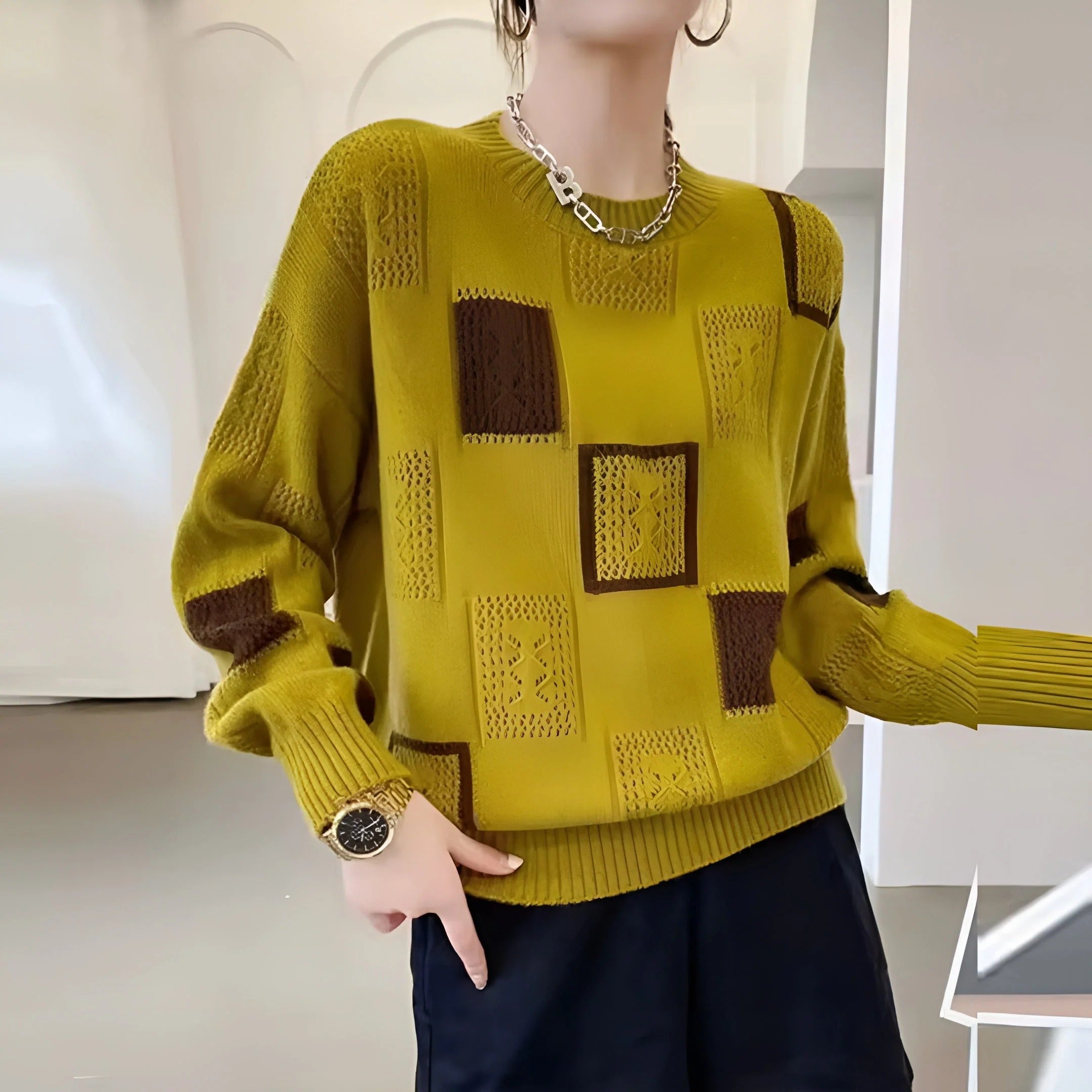 Anouk™ | Patchwork Openwork Sweater