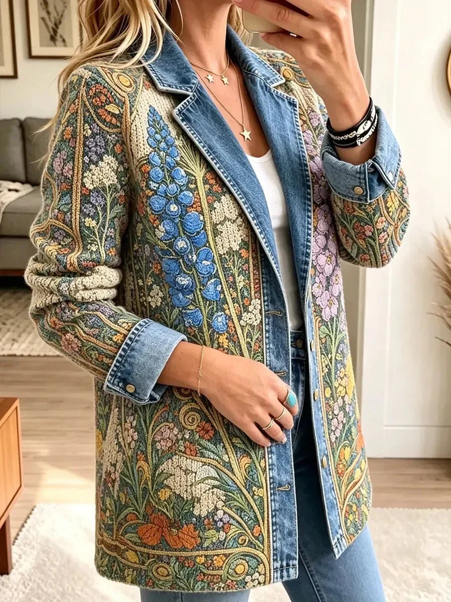 Vesta™ | Floral Print Denim Jacket