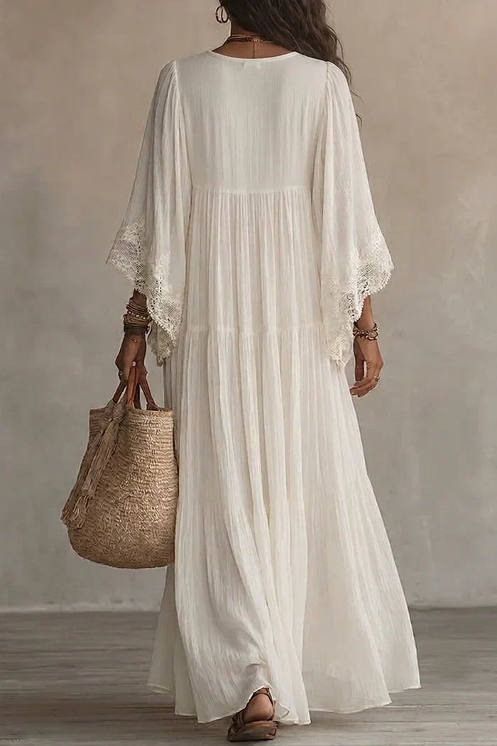 Kaylenne™ | V-Neck Maxi Dress with Batwing Sleeves