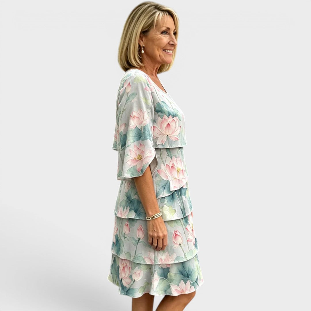 Iris™ | Layered Floral Midi Dress