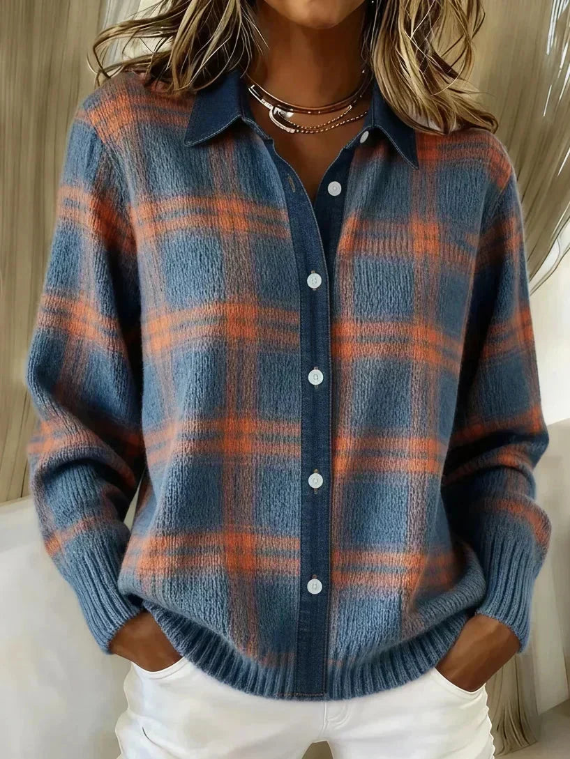 Rosaclaire™ | Plaid Button-Up Cardigan