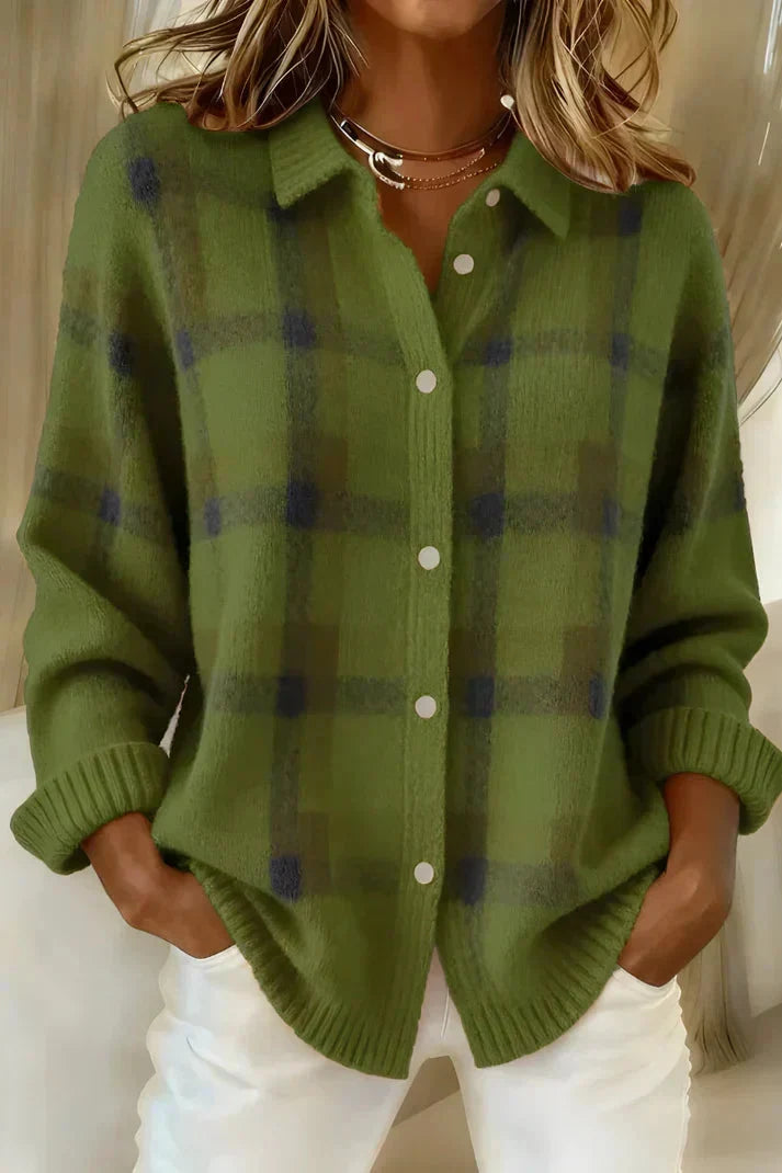 Rosaclaire™ | Plaid Button-Up Cardigan