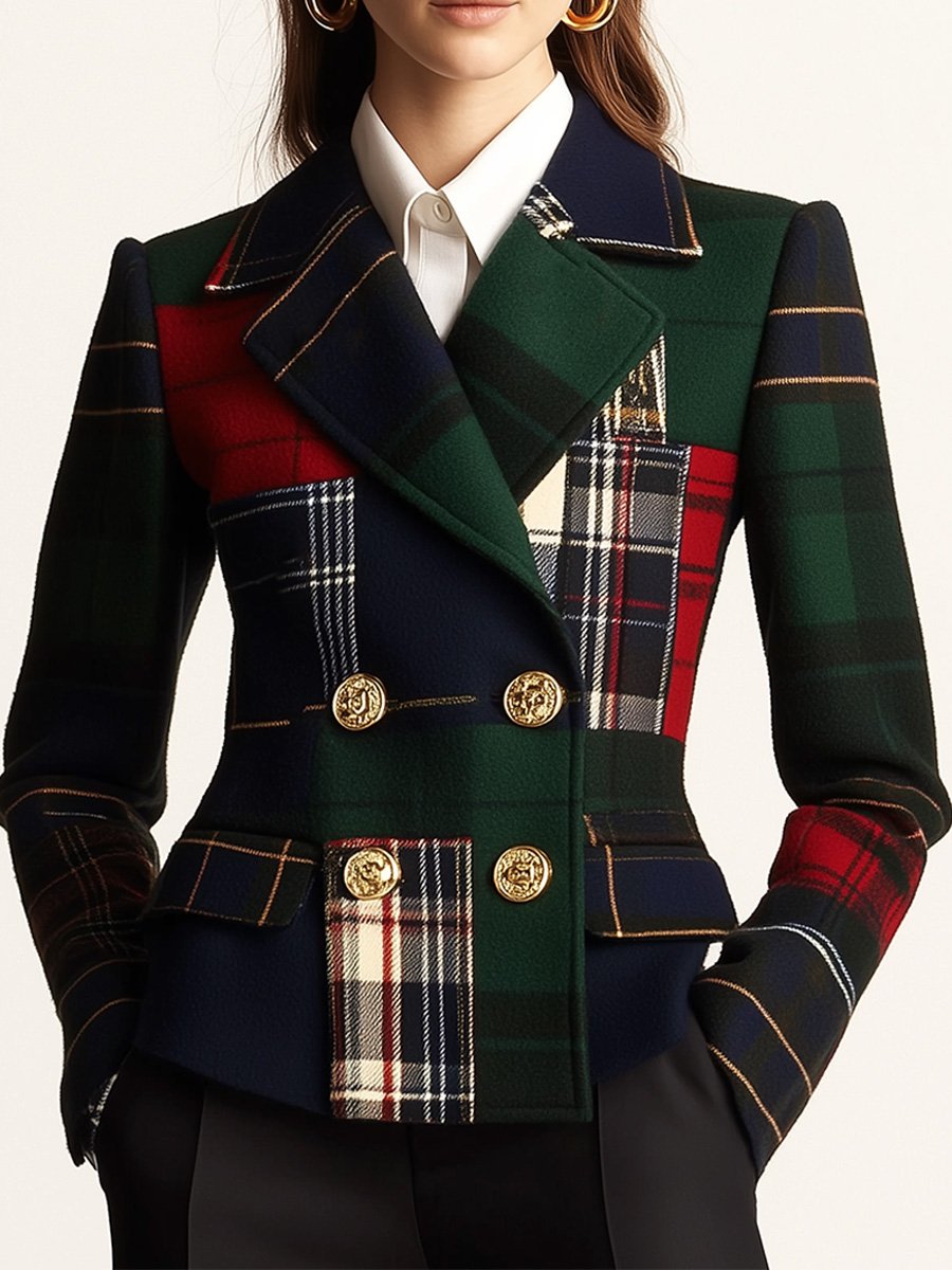 Ivelda™ | Plaid Double-Breasted Blazer
