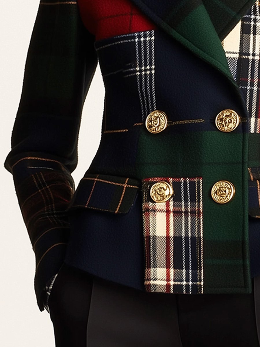 Ivelda™ | Plaid Double-Breasted Blazer