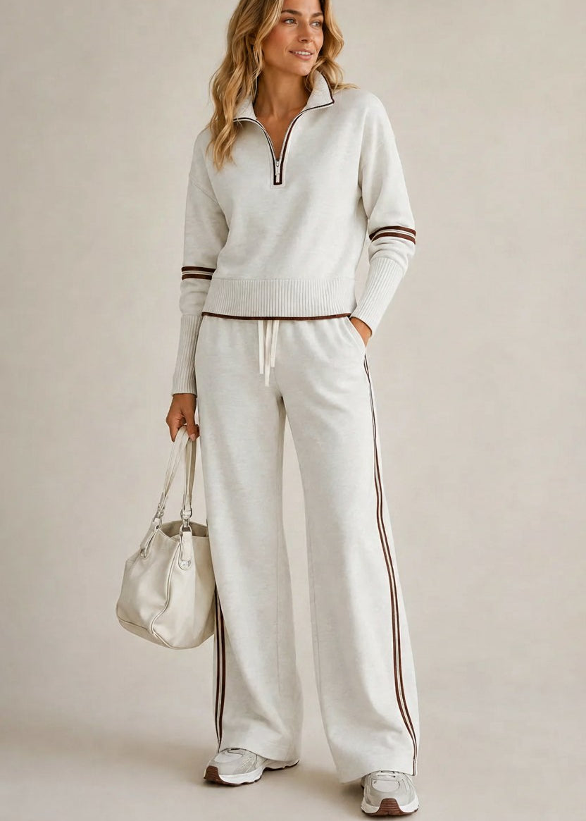 Caroline™ | Half-Zip & Wide-Leg Trouser Set