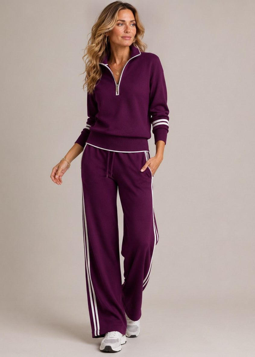 Caroline™ | Half-Zip & Wide-Leg Trouser Set