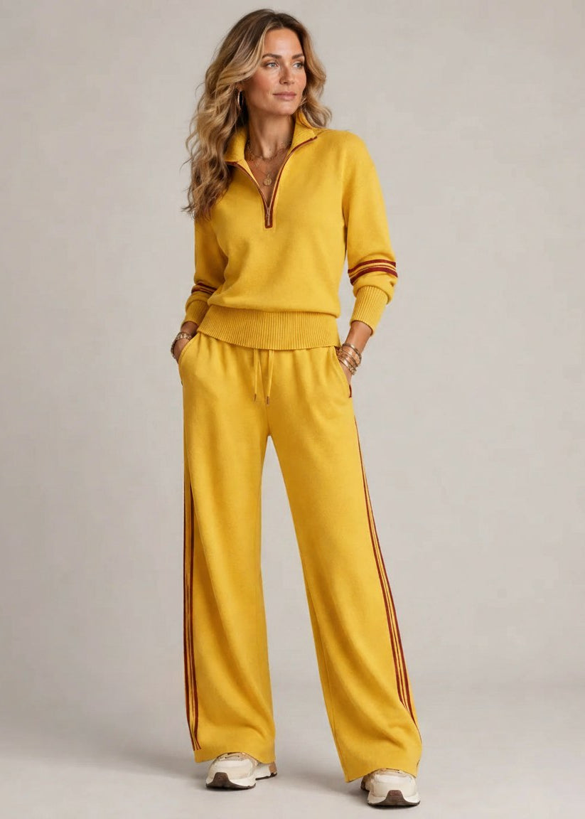 Caroline™ | Half-Zip & Wide-Leg Trouser Set