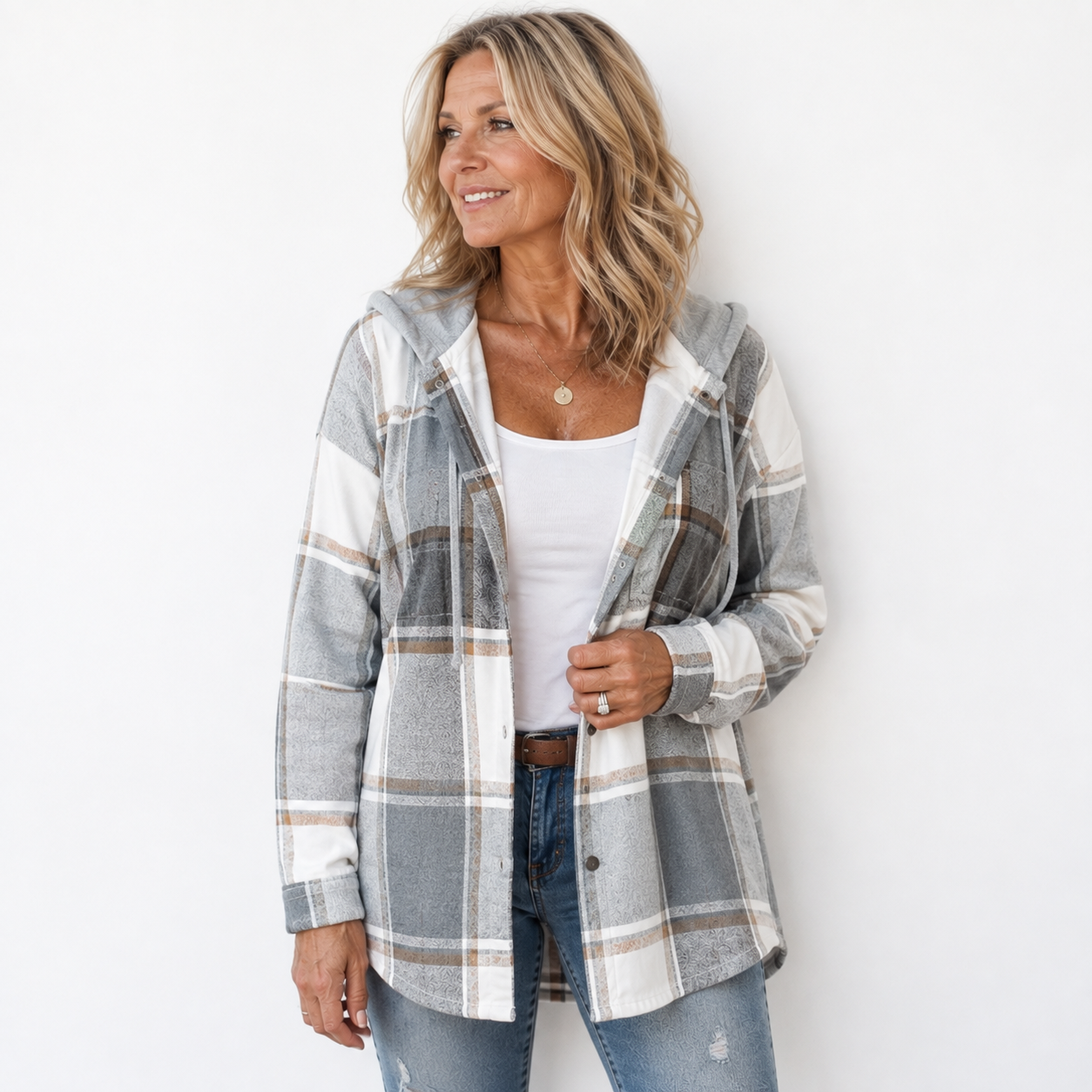 Odalynn™ | Cozy Plaid Hooded Jacket