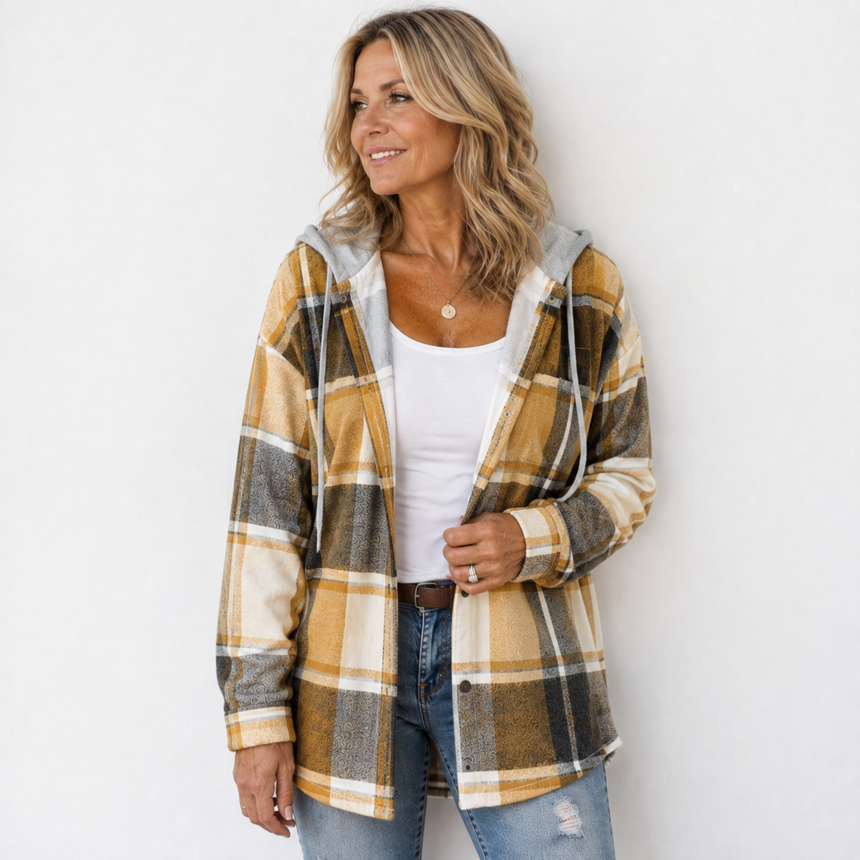 Odalynn™ | Cozy Plaid Hooded Jacket