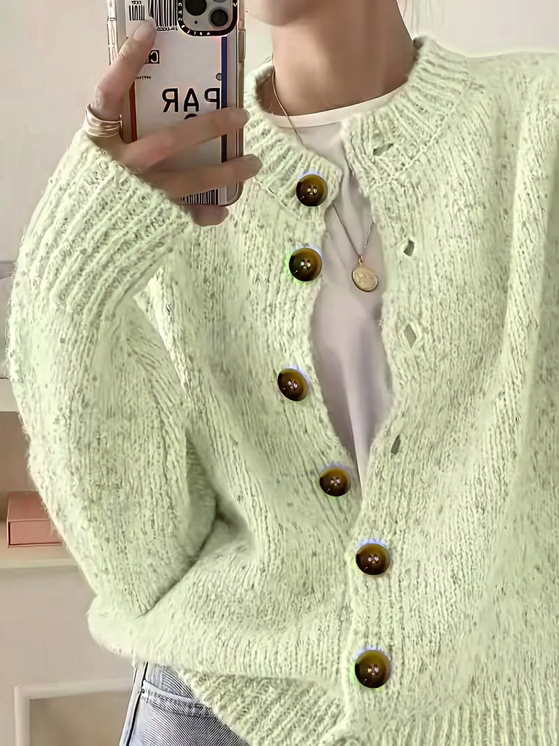 Maelle™ | Speckled Knit Cardigan — Pistachio