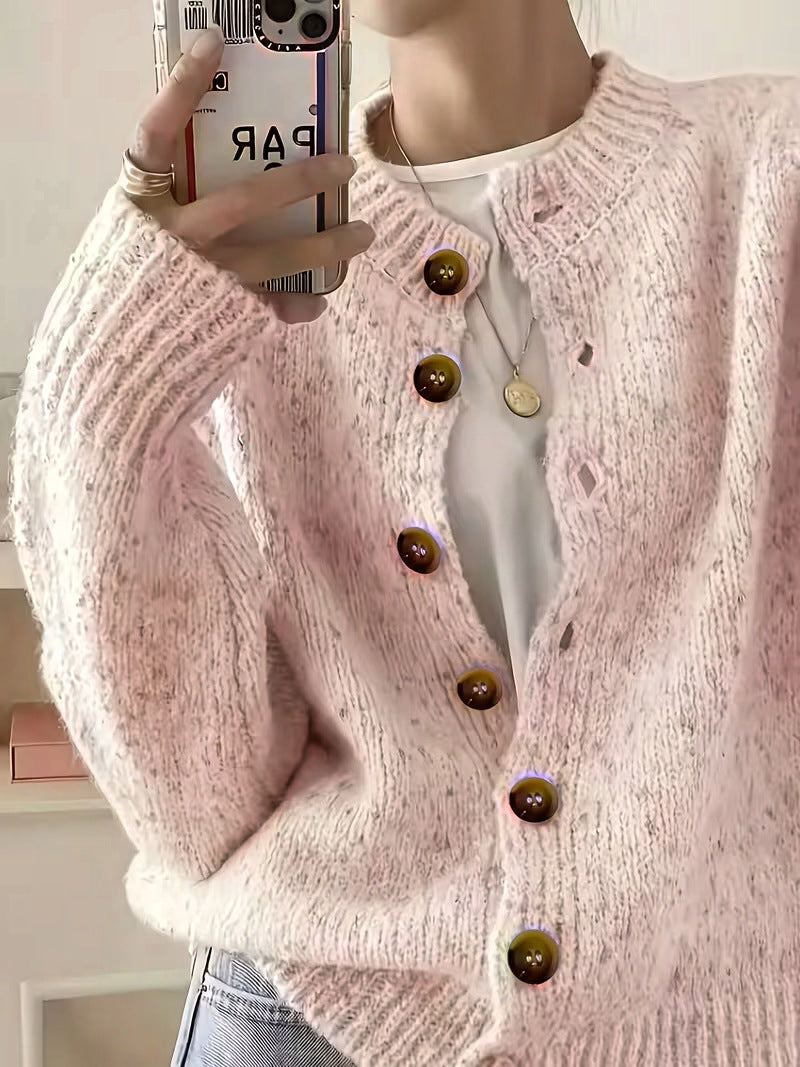 Maelle™ | Speckled Knit Cardigan — Blush