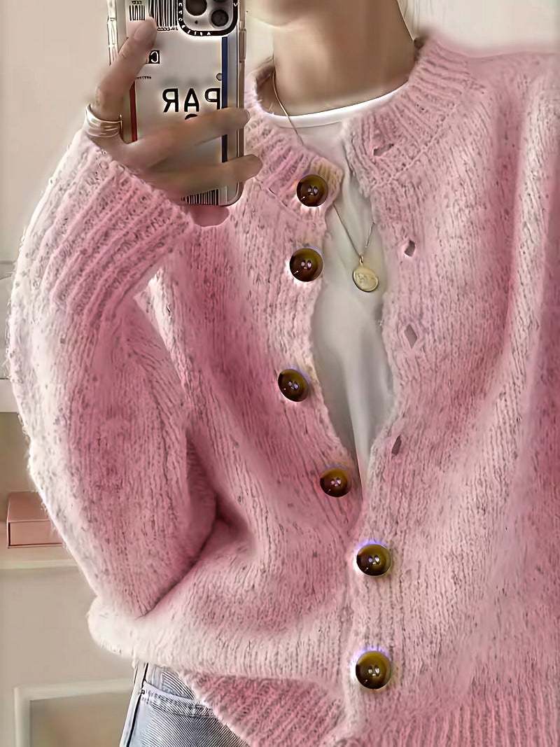Maelle™ | Speckled Knit Cardigan — Rose