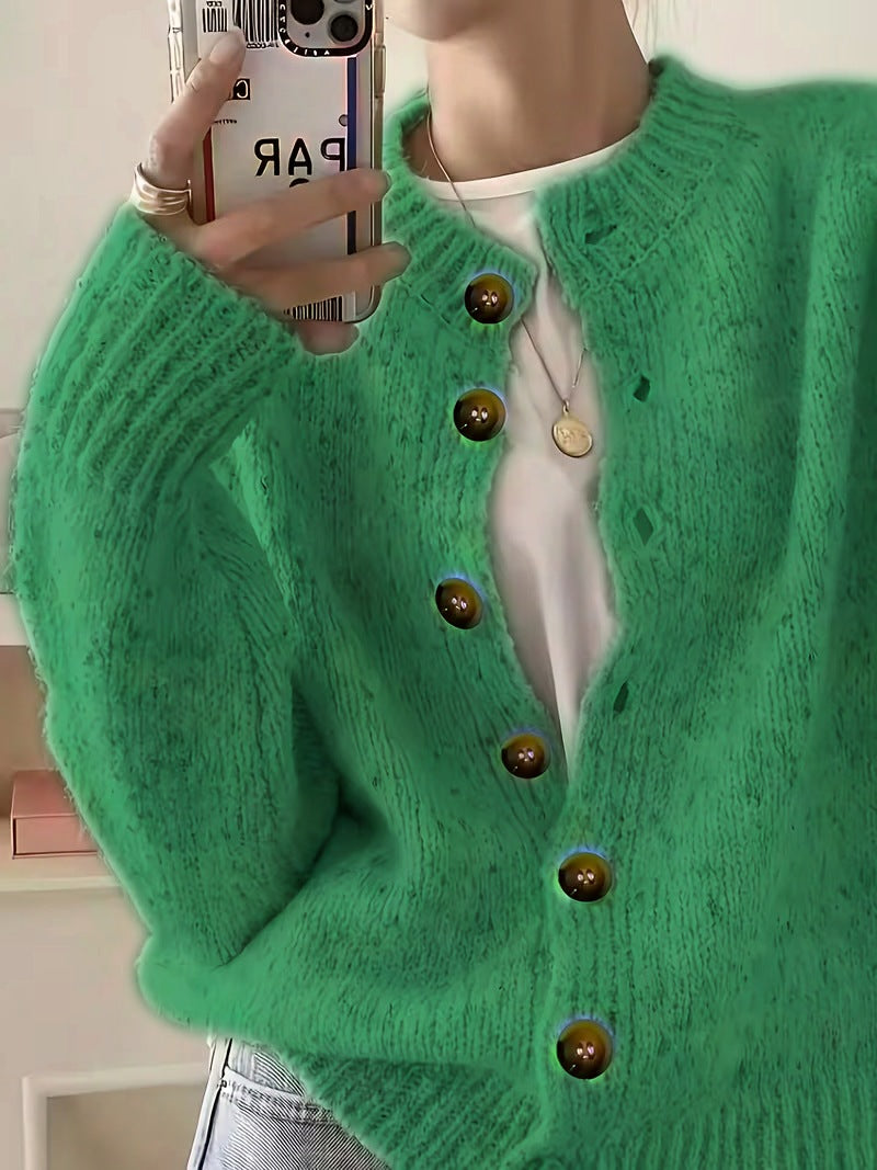 Maelle™ | Speckled Knit Cardigan — Emerald