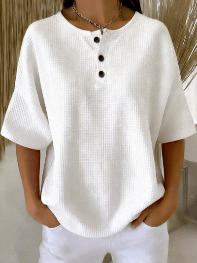Nora™ | Short Sleeve Henley Top