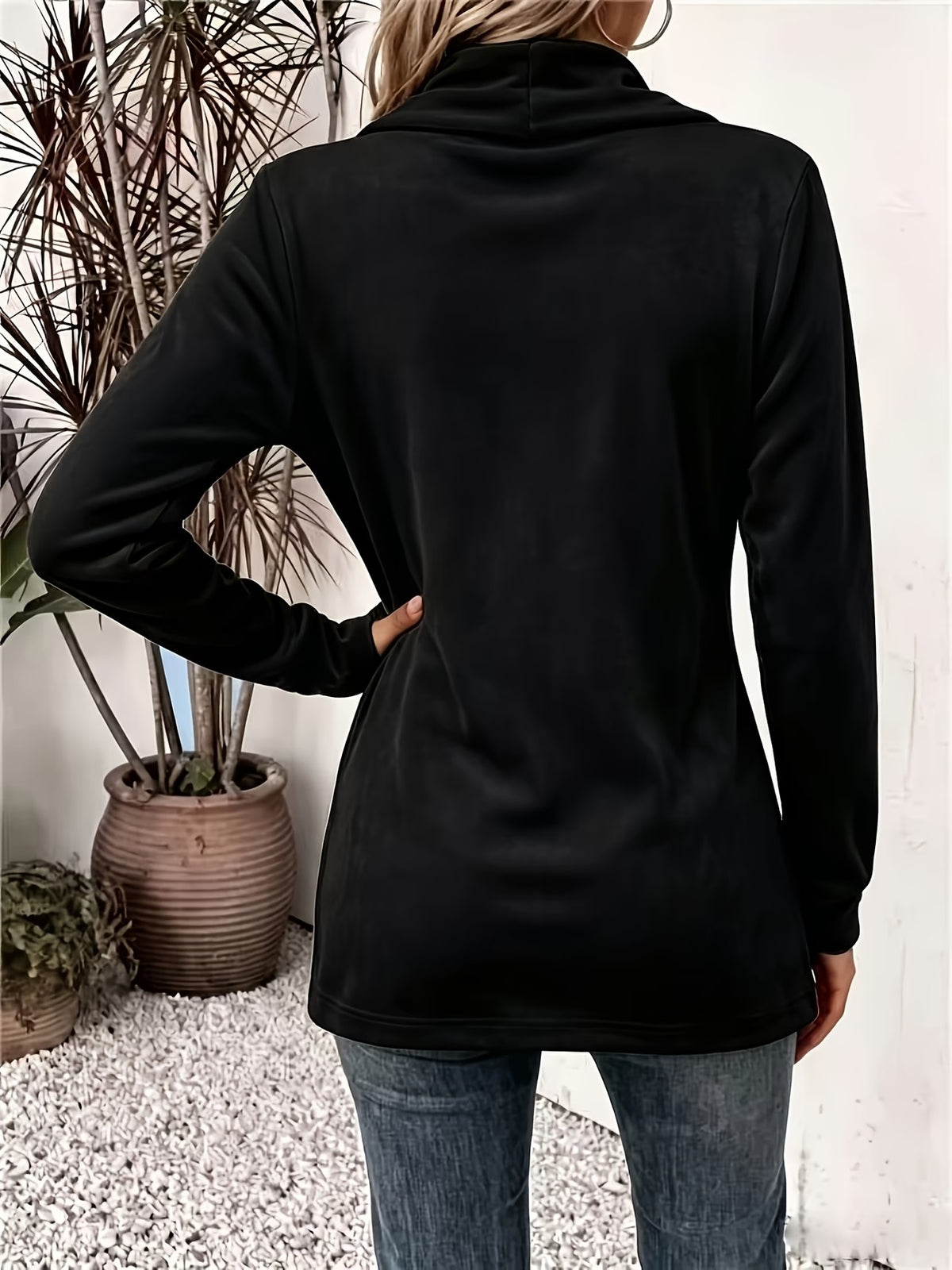 Lark™ | Black Velvet Button-Tab Cardigan