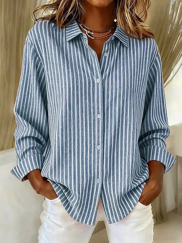 Frederica™ | Relaxed Fit Striped Button-Front Shirt