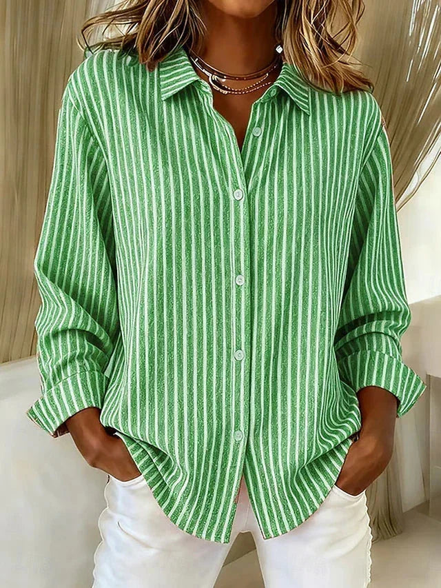 Frederica™ | Relaxed Fit Striped Button-Front Shirt