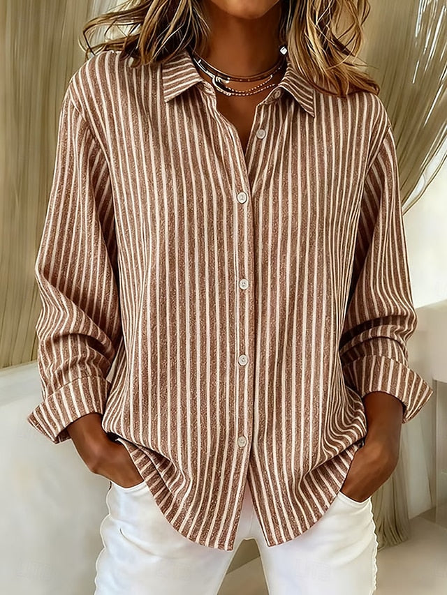 Frederica™ | Relaxed Fit Striped Button-Front Shirt