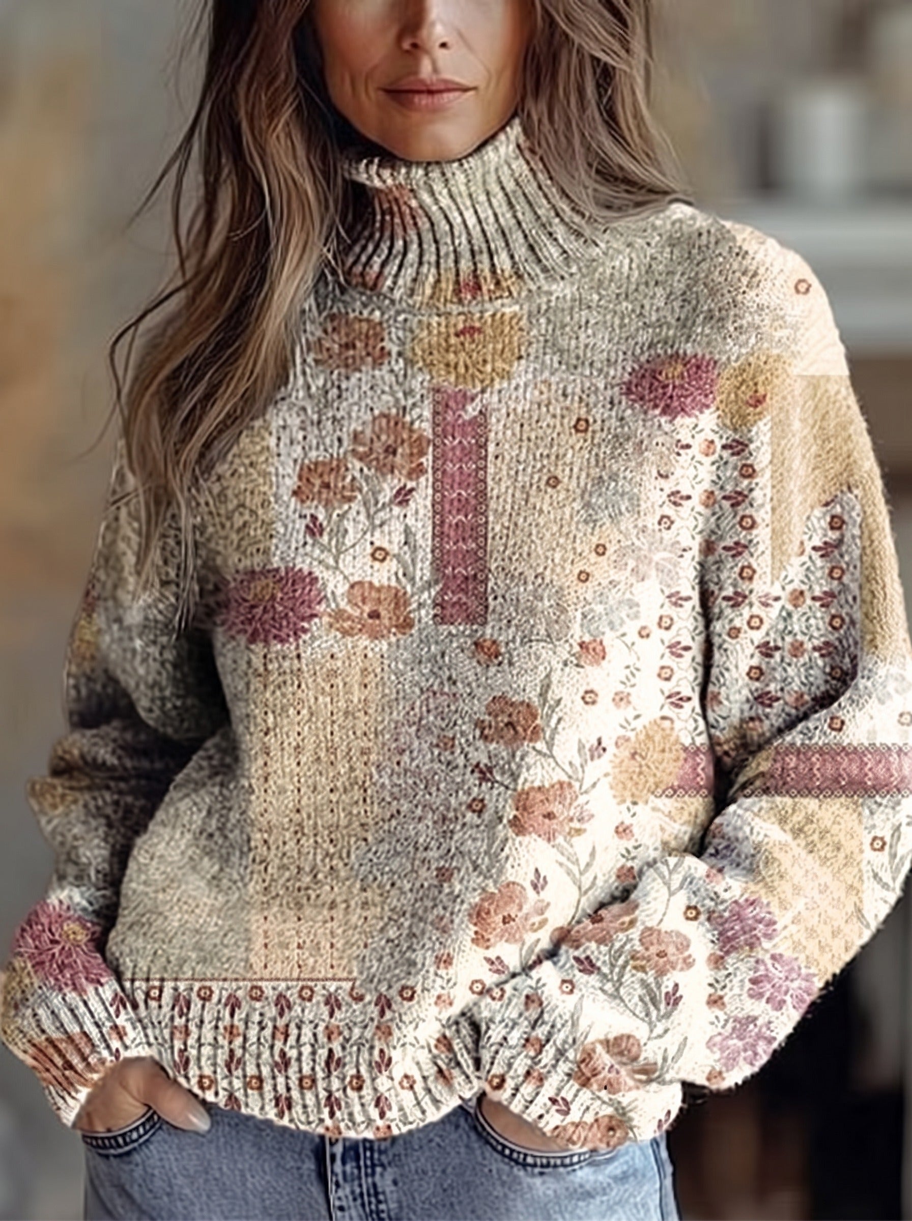 Linnea™ | Patchwork Garden Turtleneck