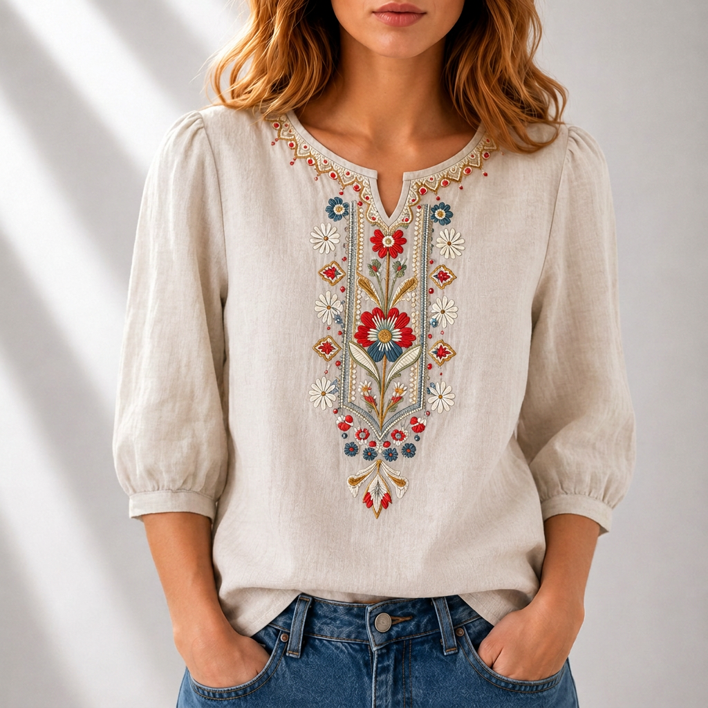 Loriette™ | Floral Embroidered Blouse