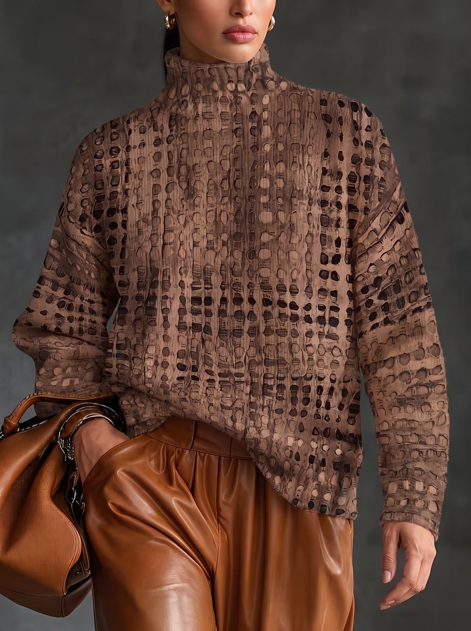 Marnie™ | Chestnut Lattice Turtleneck