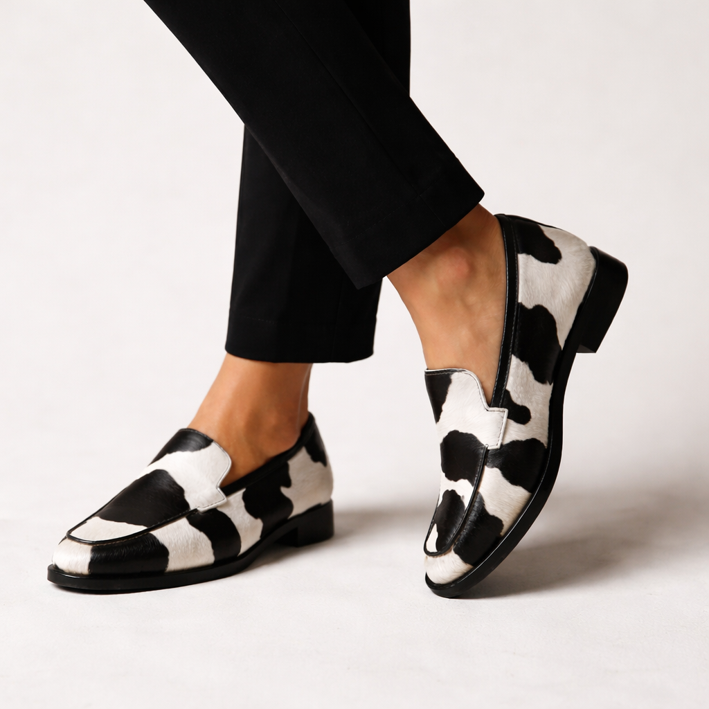Kovelle™ | Cow Print Loafers