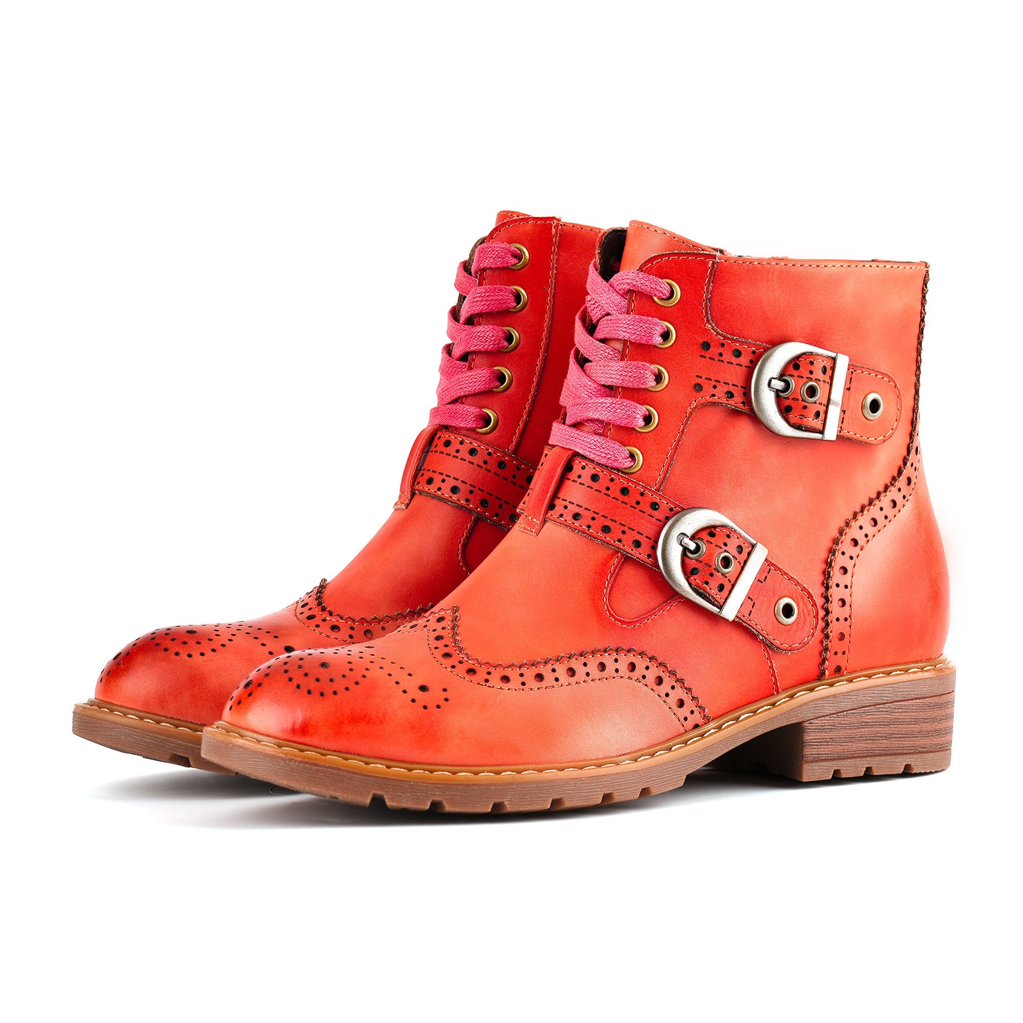 Brennalyn™ | Retro Chic Brogue Buckle Ankle Boots