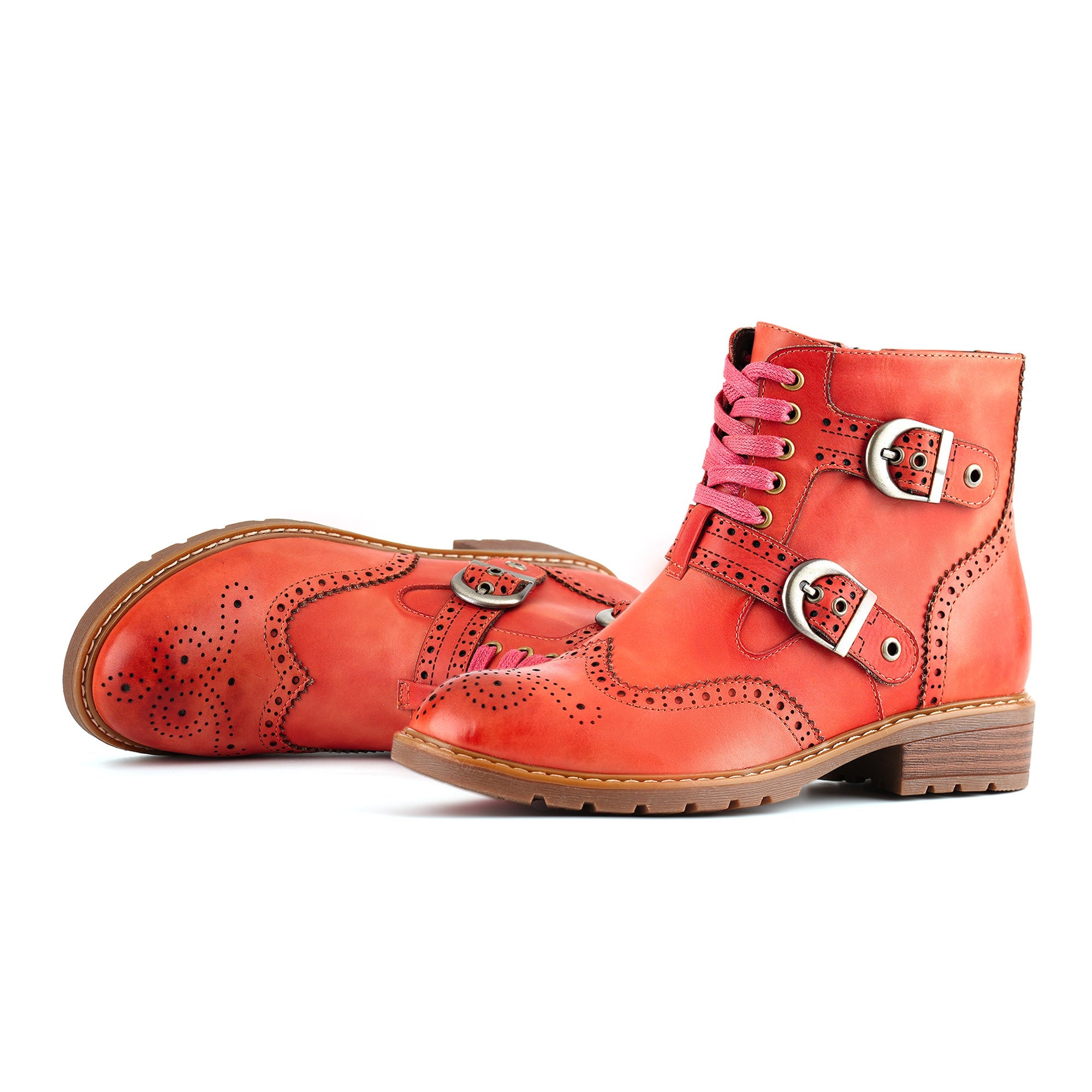 Brennalyn™ | Retro Chic Brogue Buckle Ankle Boots