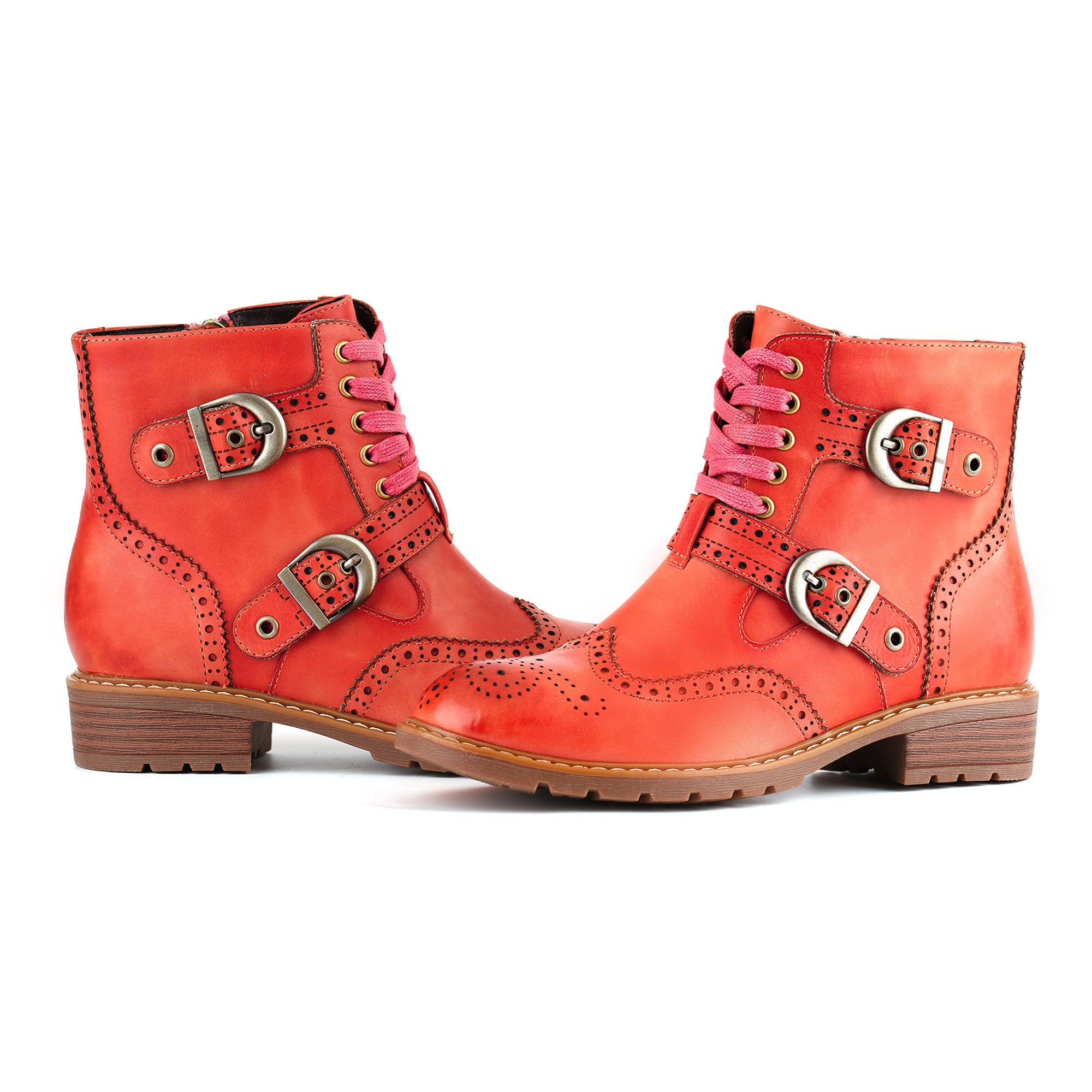 Brennalyn™ | Retro Chic Brogue Buckle Ankle Boots