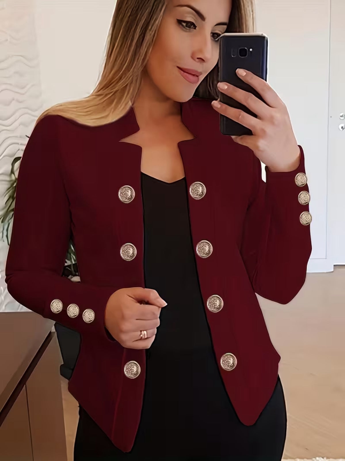 Odaline™ | Gold Button Blazer