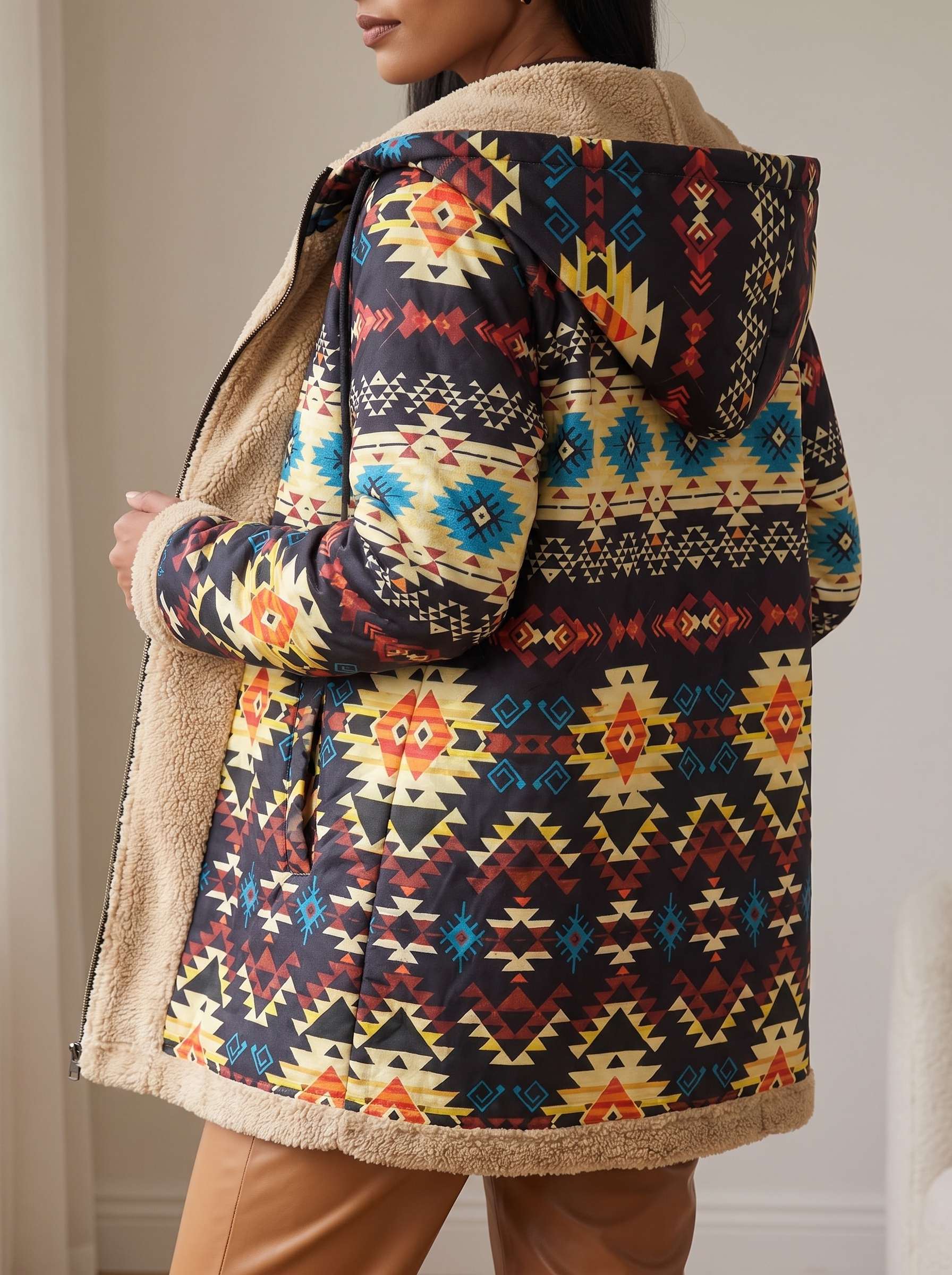 Sableen™ | Hooded Aztec Longline Cardigan — 2