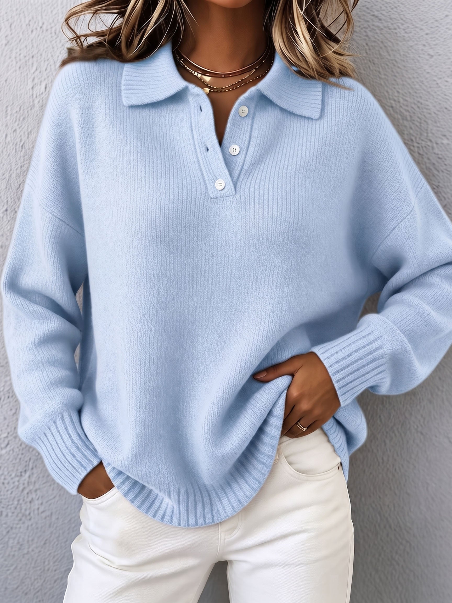 Marvelle™ | Chic Polo Hooded Knit Sweater