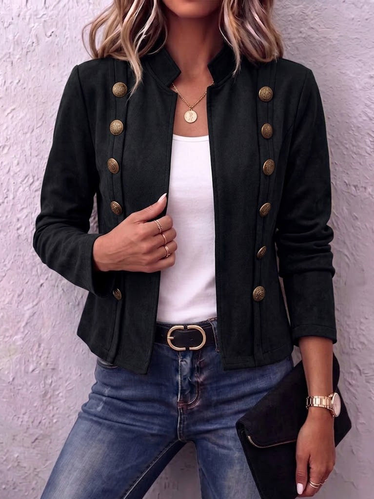 Navemore™ | Stand Collar Double-Breasted Vintage Cropped Jacket