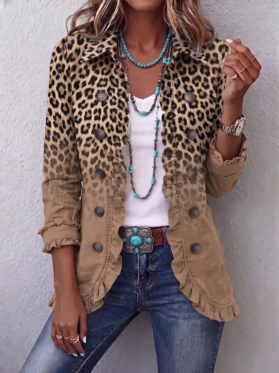 Tawny™ | Vintage Leopard Gradient Ruffle Jacket