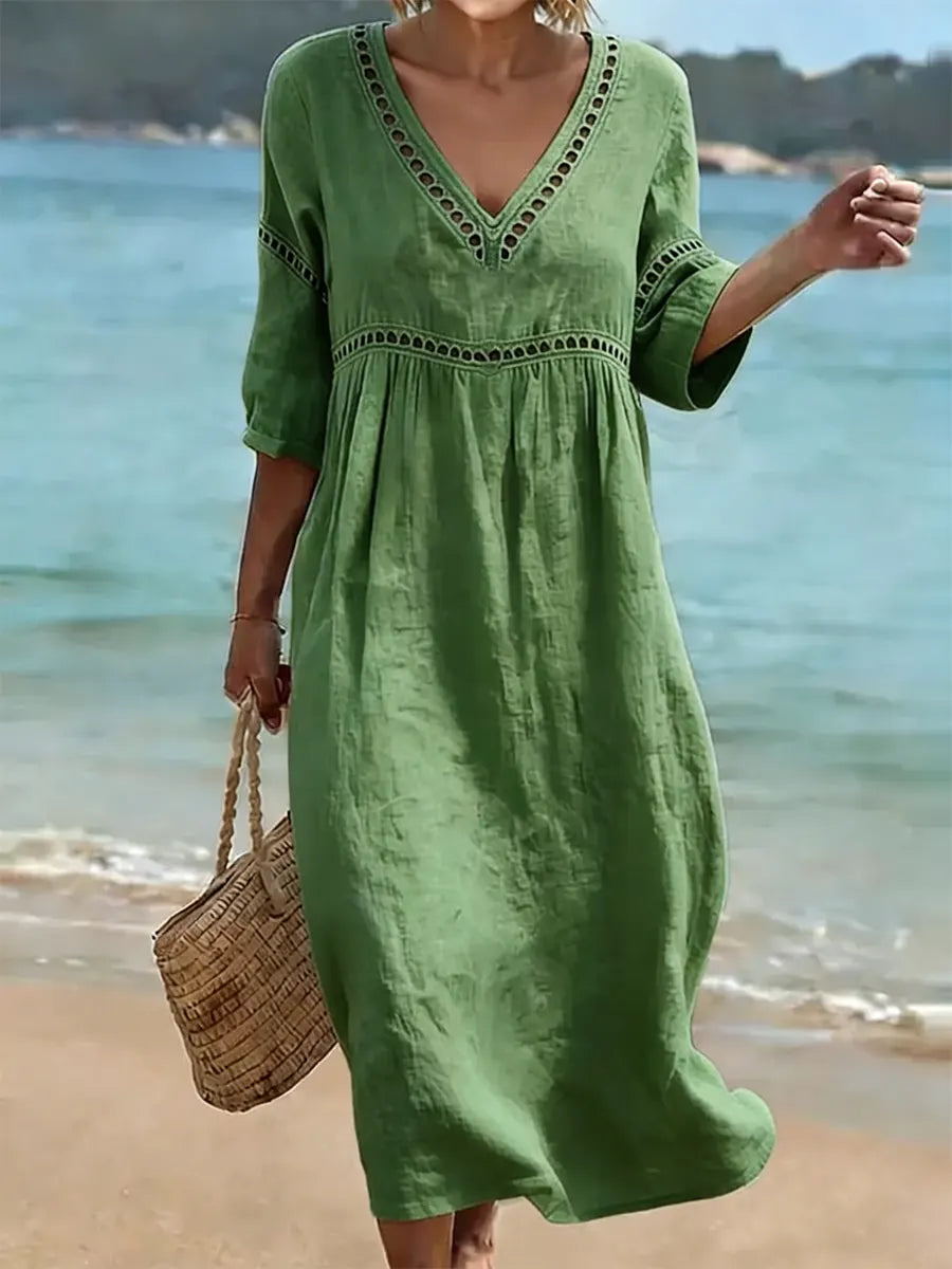 Kaimana™ | Relaxed V-Neck Midi Dress